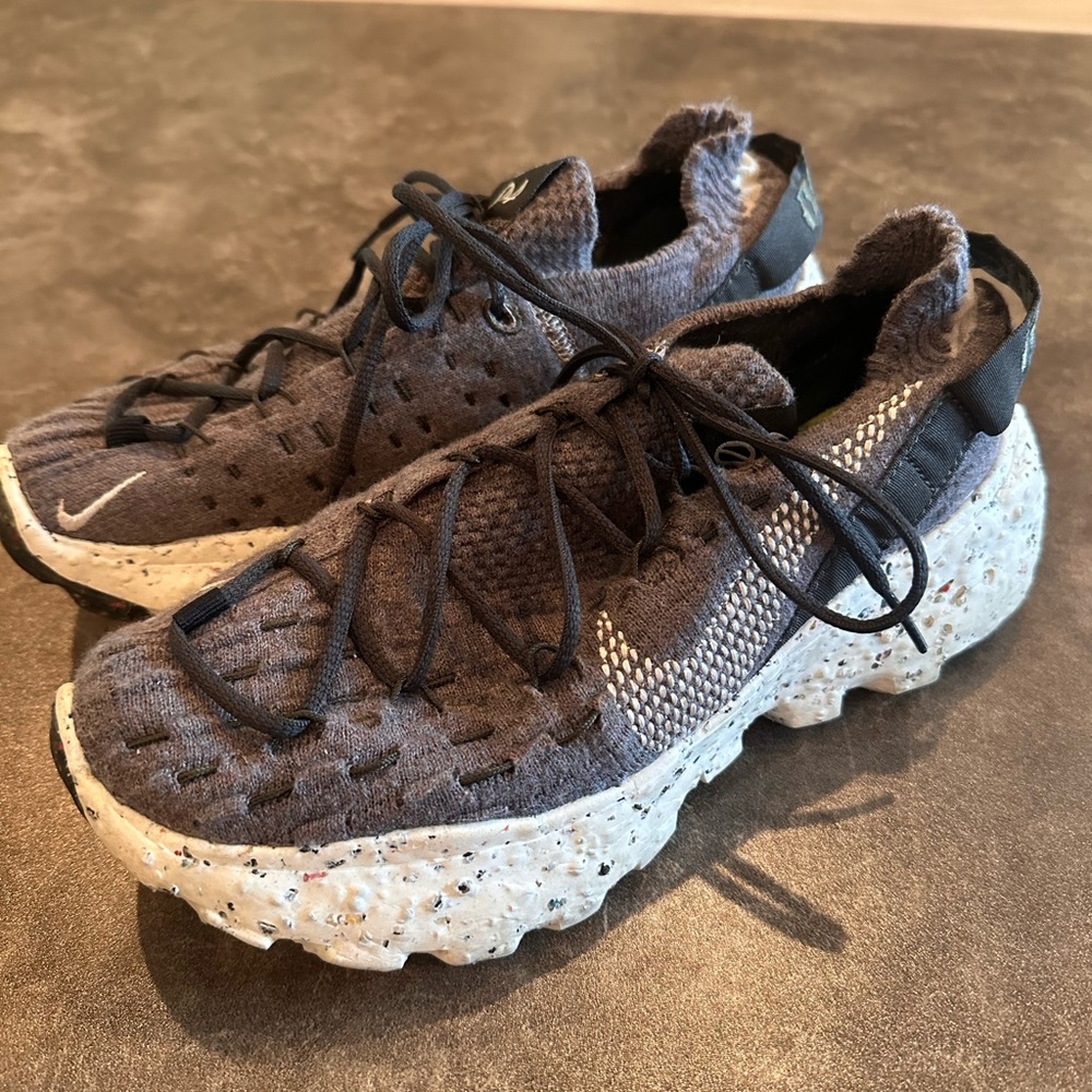 Nike Gray and White Space Hippie sneakers made with recycled material